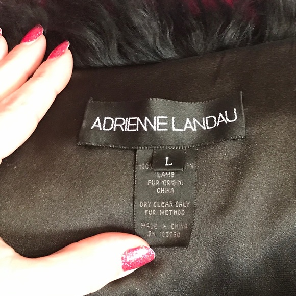 Adrienne Landau BLACK 💯 Mongolian Lamb FUR Vest  - Mob Wife Aesthetic - Picture 6 of 9